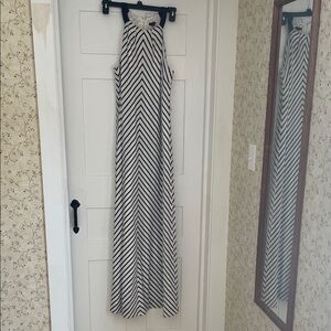 Ann Taylor Black and White Striped Maxi Dress